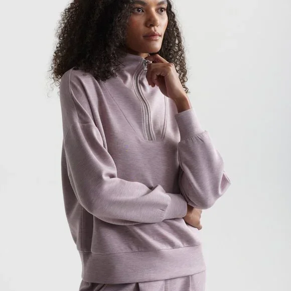 Varley Hawley Half-Zip Sweat - Mauve Marl NWT MSRP$148
